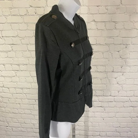 POL Gray Double Breasted Button Full Zip Jacket - Picture 3 of 8